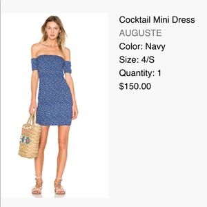 Auguste blue cocktail off the shoulder dress Xs